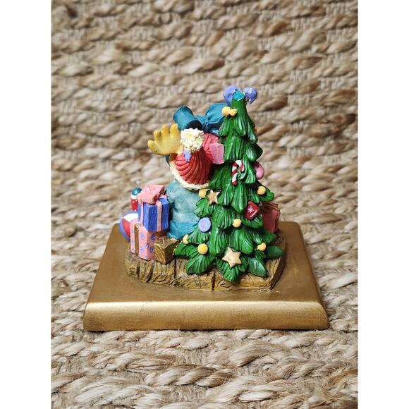 Vtg. Just For You Moose Cast Iron Resin Christmas Stocking Holder Hanger Holiday - Picture 3 of 10